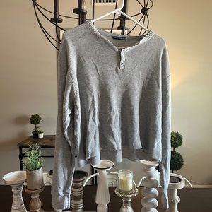 Brandy Melville Waffle Gray Long Sleeve